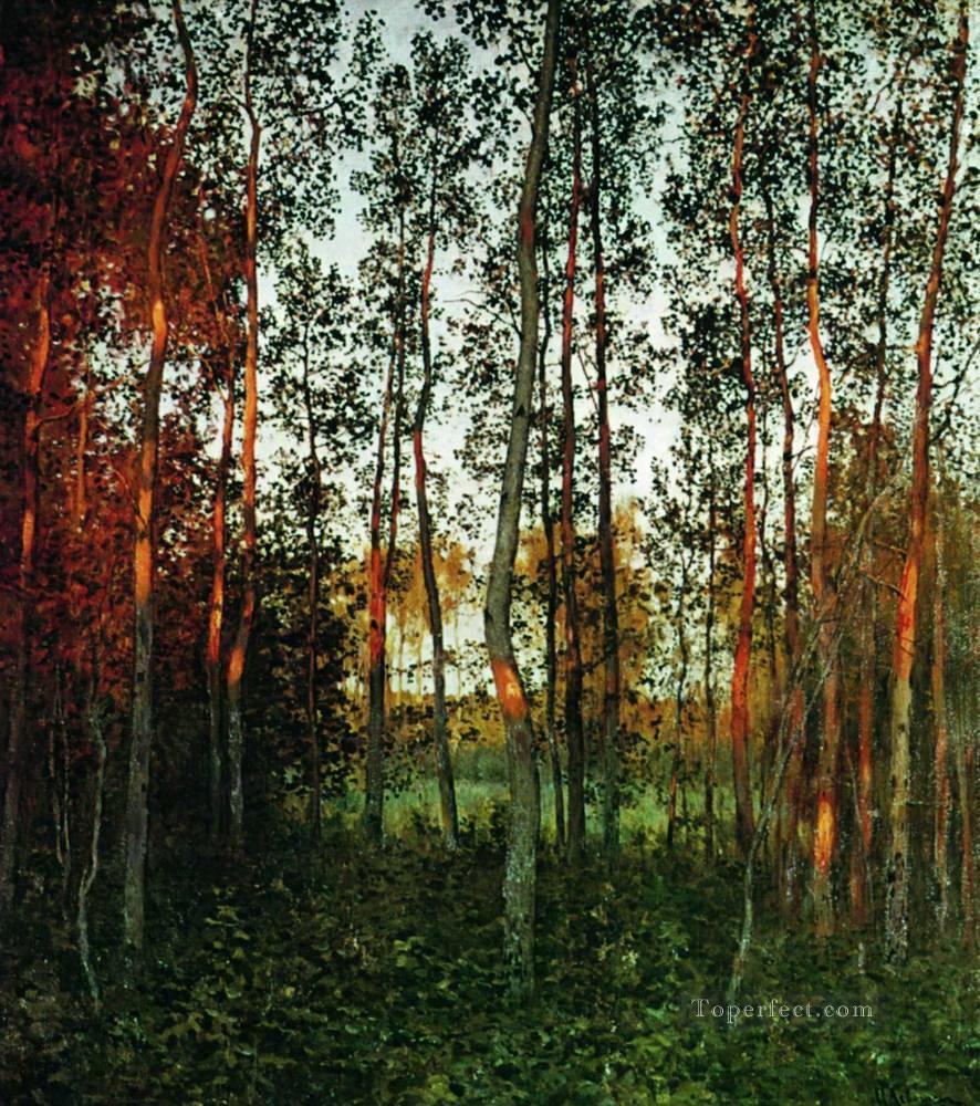 Los últimos rayos del sol bosque de álamos 1897 Isaac Levitan bosques árboles paisaje Pintura al óleo